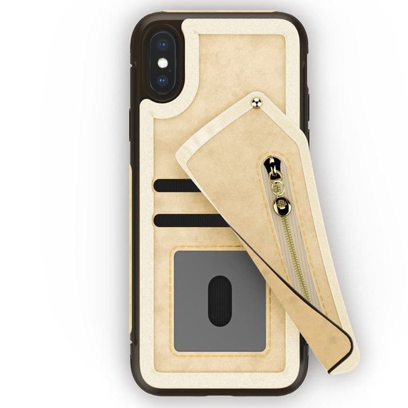 Zizo Nebula Wallet Case - Wallet Back and Zipper Pouch with Tempered Glass Screen Protector for iPhone X (Tan/Brown) - 10