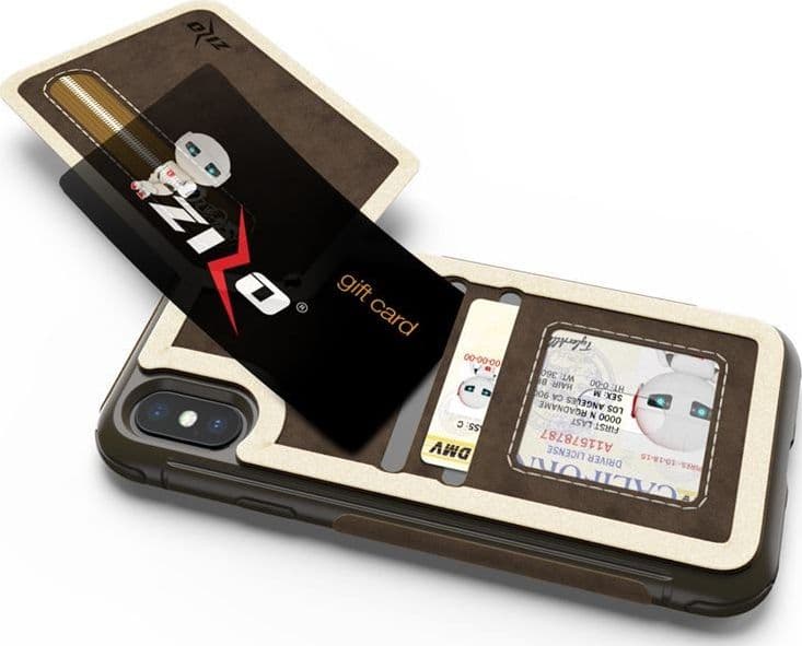 Zizo Nebula Wallet Case - Wallet Back and Zipper Pouch with Tempered Glass Screen Protector for iPhone X (Dark Brown/Brown) - 13