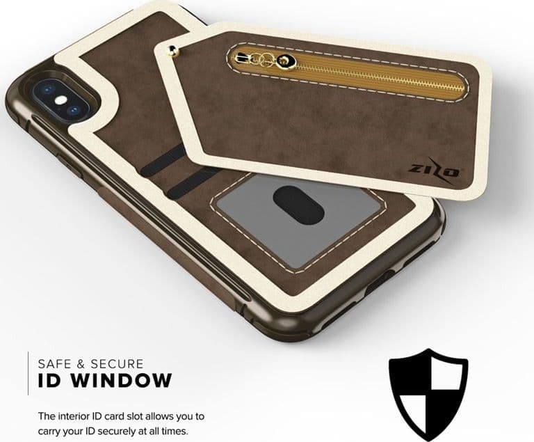 Zizo Nebula Wallet Case - Wallet Back and Zipper Pouch with Tempered Glass Screen Protector for iPhone X (Dark Brown/Brown) - 14