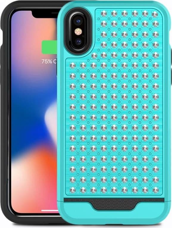Zizo Star Diamond Hybrid Cover for iPhone X (Teal/Black) - 6
