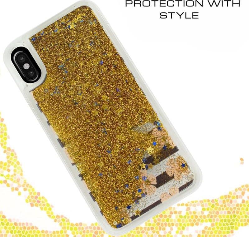 Zizo Liquid Glitter Star Case for iPhone X (Pink Flowers) - 4