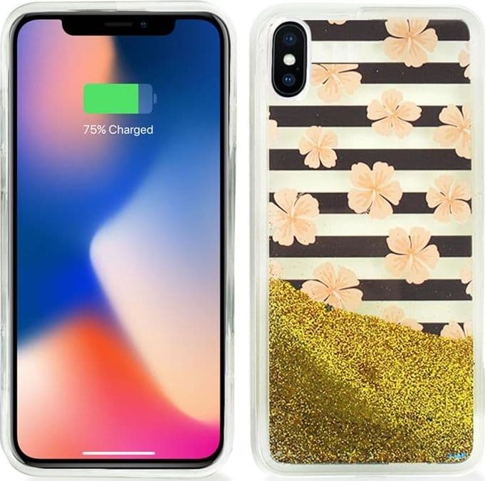 Zizo Liquid Glitter Star Case for iPhone X (Pink Flowers) - 6