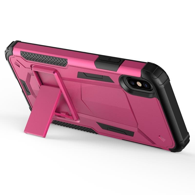 Zizo Hybrid Transformer Cover - Tough Cover for iPhone X with Kickstand (Hot Pink/Black) - 4