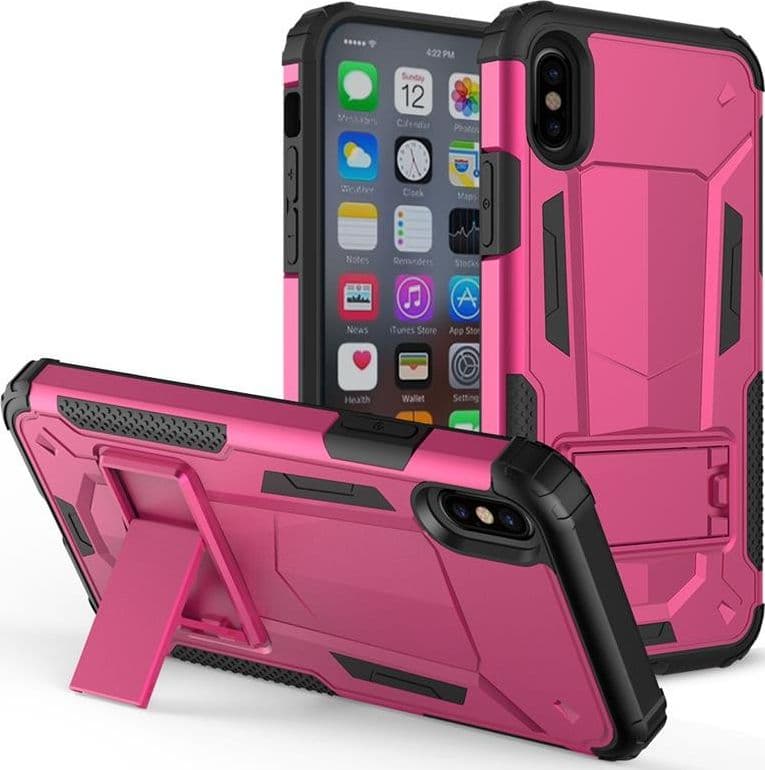 Zizo Hybrid Transformer Cover - Tough Cover for iPhone X with Kickstand (Hot Pink/Black) - 7