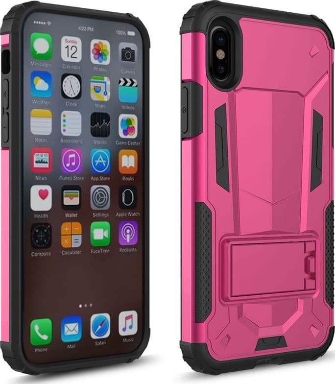 Zizo Hybrid Transformer Cover - Tough Cover for iPhone X with Kickstand (Hot Pink/Black) - 8