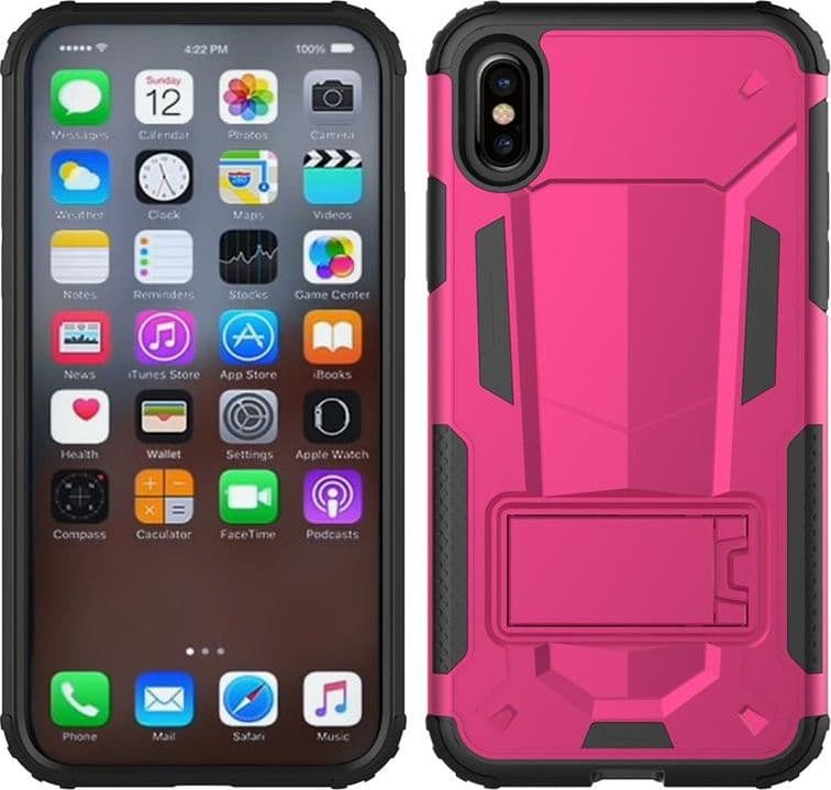Zizo Hybrid Transformer Cover - Tough Cover for iPhone X with Kickstand (Hot Pink/Black) - 9