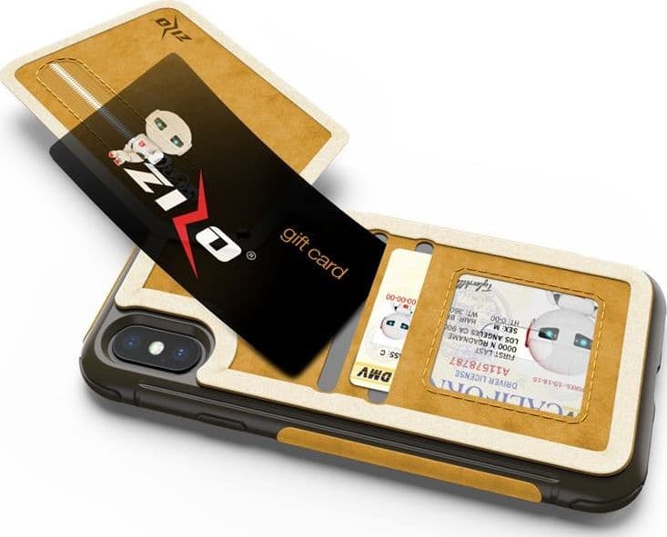 Zizo Nebula Wallet Case - Wallet Back and Zipper Pouch with Tempered Glass Screen Protector for iPhone X (Light Brown/Brown) - 13