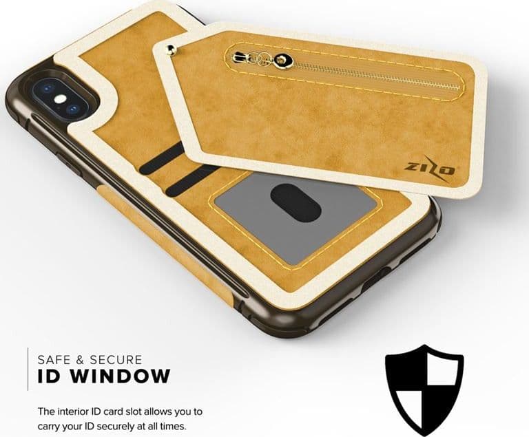 Zizo Nebula Wallet Case - Wallet Back and Zipper Pouch with Tempered Glass Screen Protector for iPhone X (Light Brown/Brown) - 14