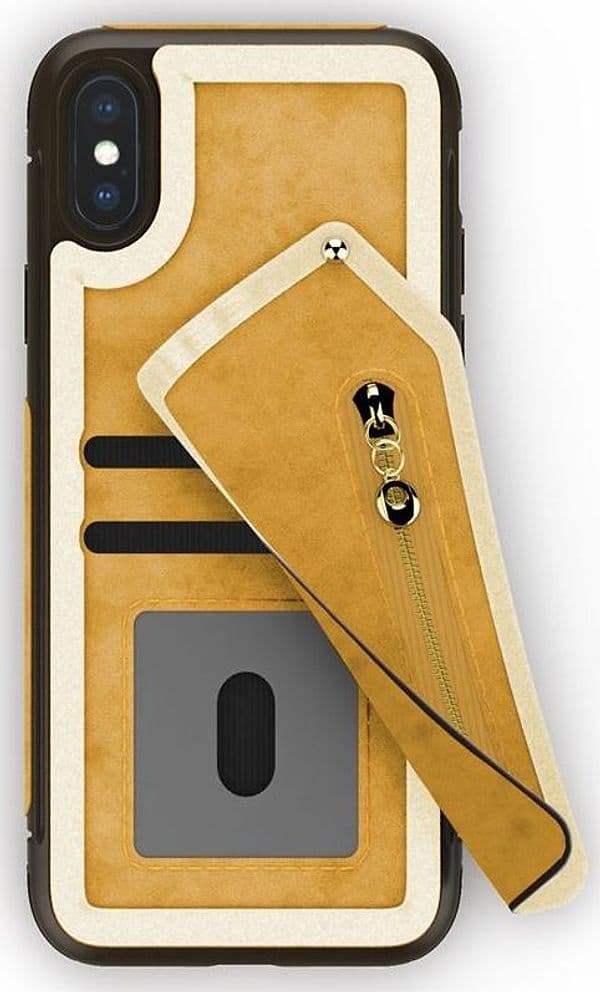 Zizo Nebula Wallet Case - Wallet Back and Zipper Pouch with Tempered Glass Screen Protector for iPhone X (Light Brown/Brown) - 10