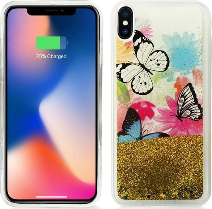 Zizo Liquid Glitter Star Case for iPhone X (Butterflies) - 6