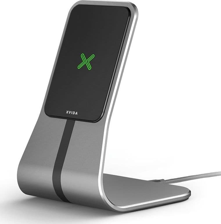 XVIDA (POWER 2) Wireless Charging Desk Stand - Qi 7.5W (Silver) - 6