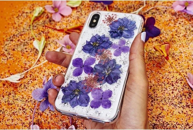 PURO Glam Hippie Chic Cover - Case for iPhone XR (real green flower petals) - 20