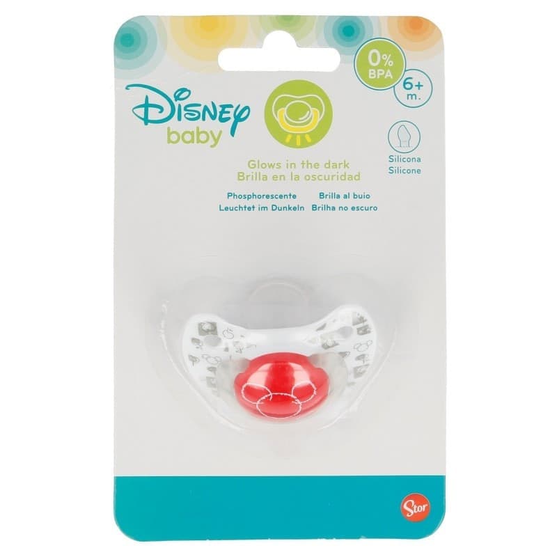 Mickey Mouse - Anatomically shaped silicone teat 6 m + (glow in the dark) (red) - 2