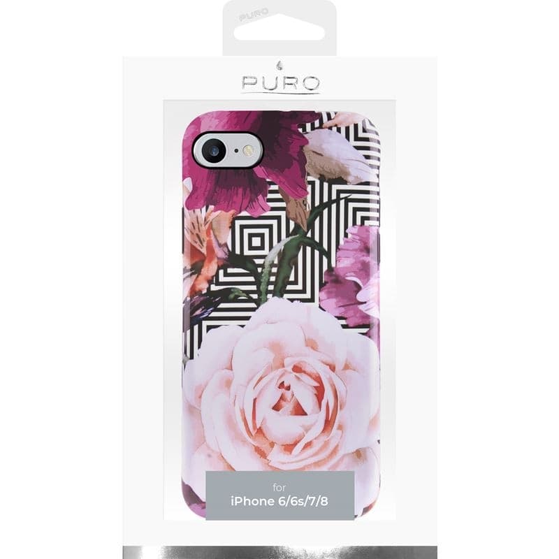 PURO Glam Geo Flowers - Case for iPhone SE (2022/2020) / 8/7 / 6s (Pink Peonies) - 4
