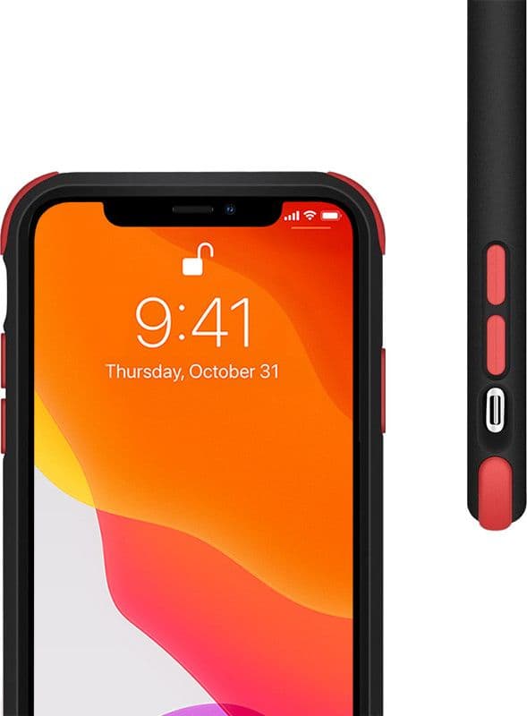 Crong Trace Clear Cover - Custodia per iPhone 11 Pro (Nero/Rosso) - 2
