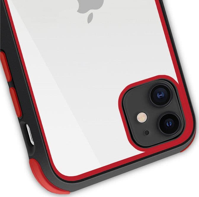 Crong Trace Clear Cover - Custodia per iPhone 11 Pro (Nero/Rosso) - 3