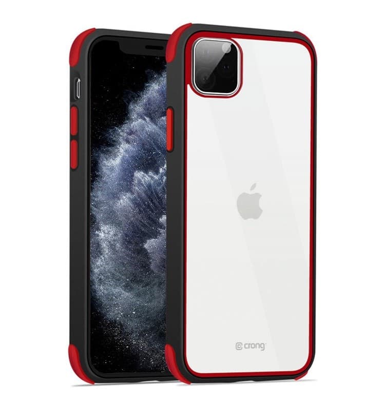 Crong Trace Clear Cover - Custodia per iPhone 11 Pro (Nero/Rosso) - 4