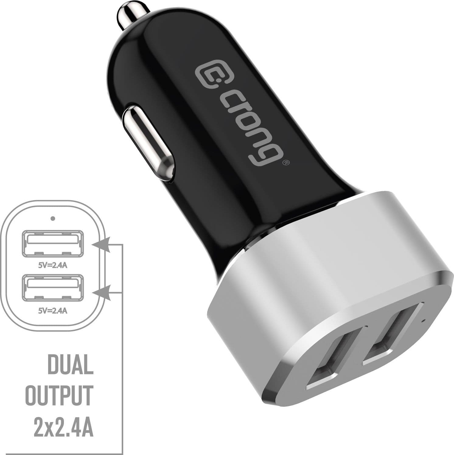 Caricabatterie per auto Crong Power 24W - Caricabatterie per auto 2xUSB 2.4A (alluminio) - 13