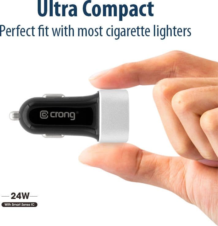 Caricabatterie per auto Crong Power 24W - Caricabatterie per auto 2xUSB 2.4A (alluminio) - 3