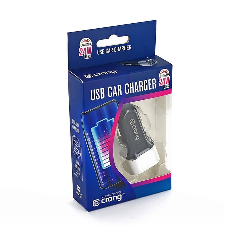 Caricabatterie per auto Crong Power 24W - Caricabatterie per auto 2xUSB 2.4A (alluminio) - 7