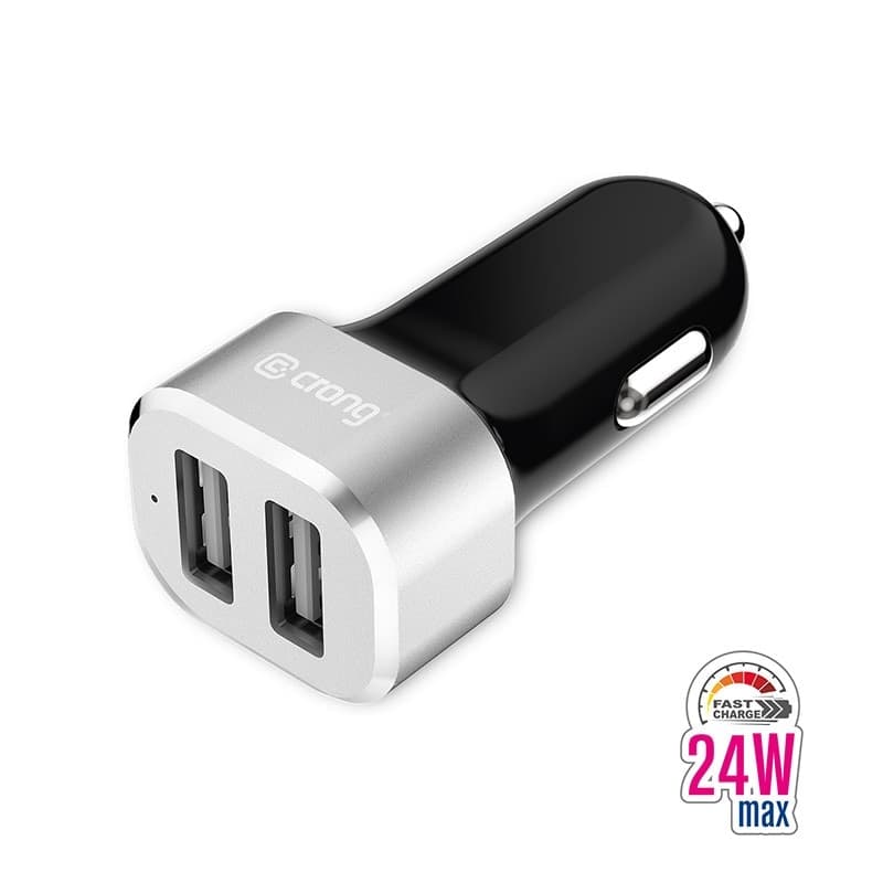 Caricabatterie per auto Crong Power 24W - Caricabatterie per auto 2xUSB 2.4A (alluminio) - 8