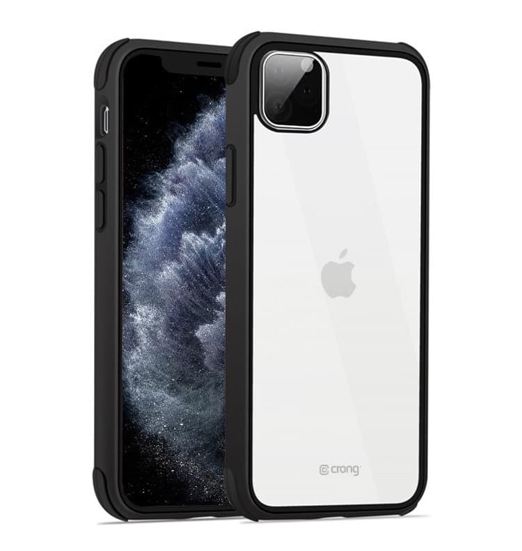 Crong Trace Clear Cover - Custodia per iPhone 11 Pro (Nero/Nero)