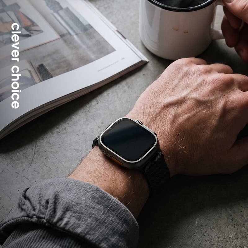 Crong Milano Steel - Cinturino in acciaio inossidabile per Apple Watch 38/40/41/42 mm (nero) - 11