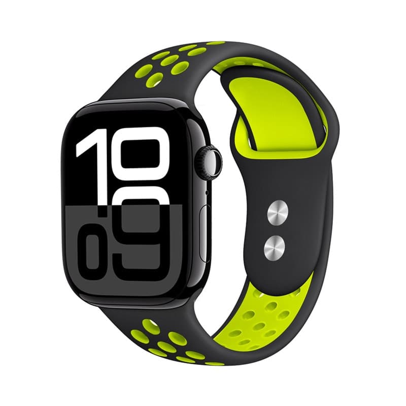 Crong Duo Sport - Cinturino per Apple Watch 38/40/41/42 mm (Nero/Lime) - 2