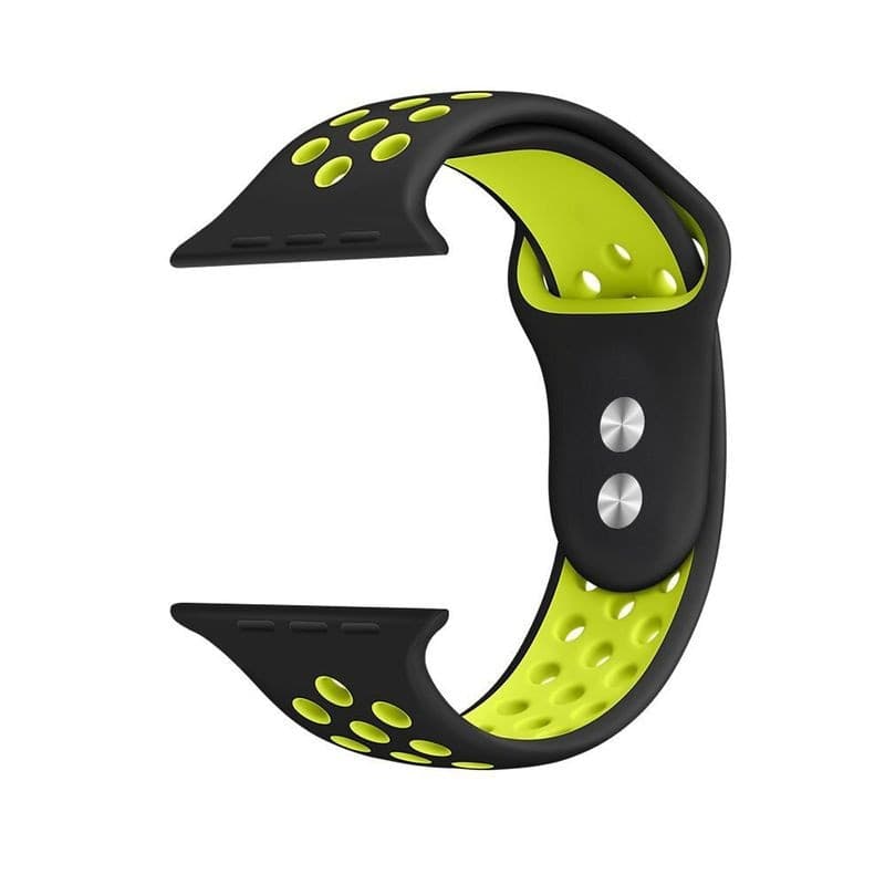 Crong Duo Sport - Cinturino per Apple Watch 38/40/41/42 mm (Nero/Lime) - 5