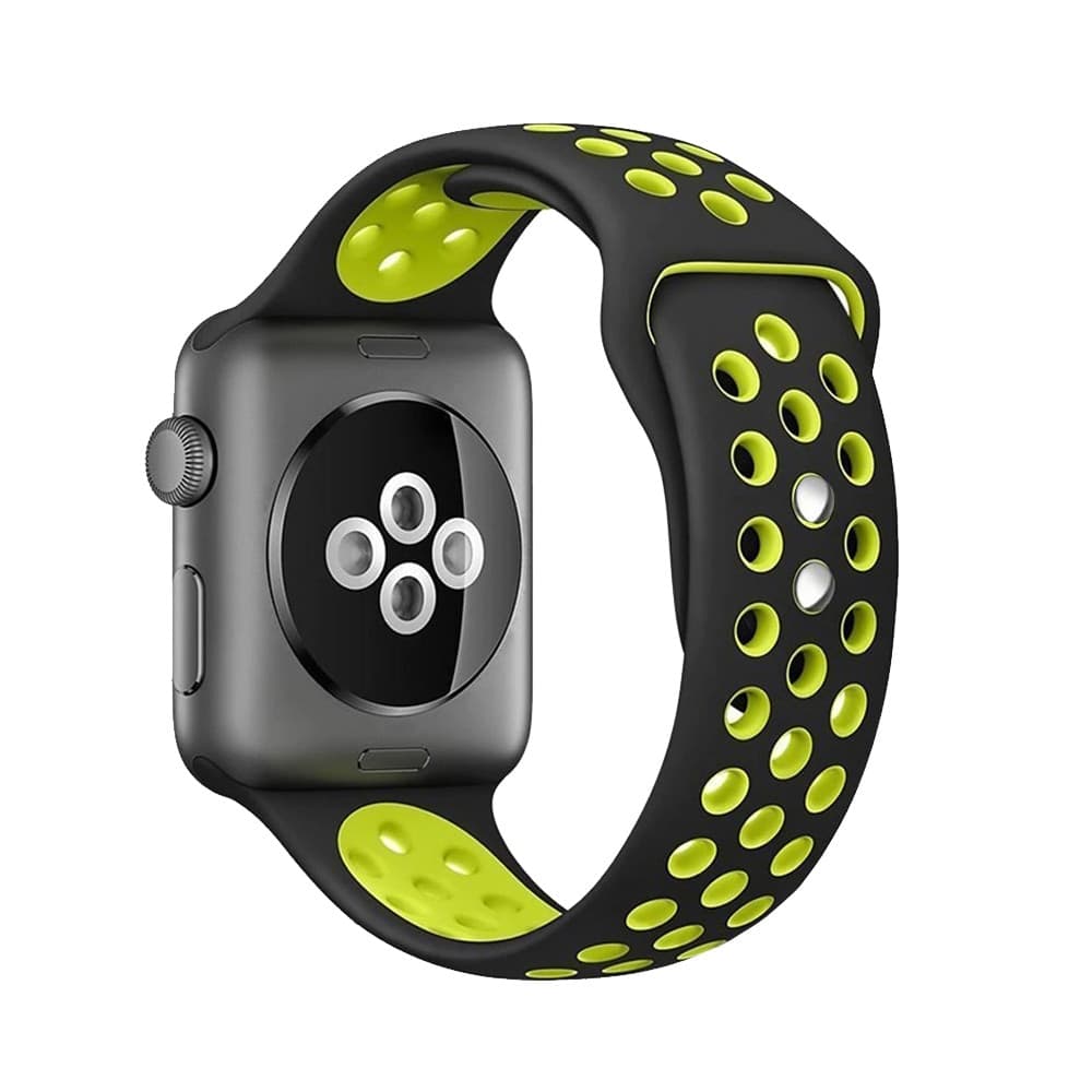 Crong Duo Sport - Cinturino per Apple Watch 38/40/41/42 mm (Nero/Lime) - 6