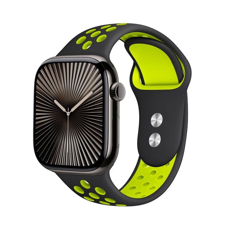 Crong Duo Sport - Cinturino per Apple Watch 38/40/41/42 mm (Nero/Lime) - 7