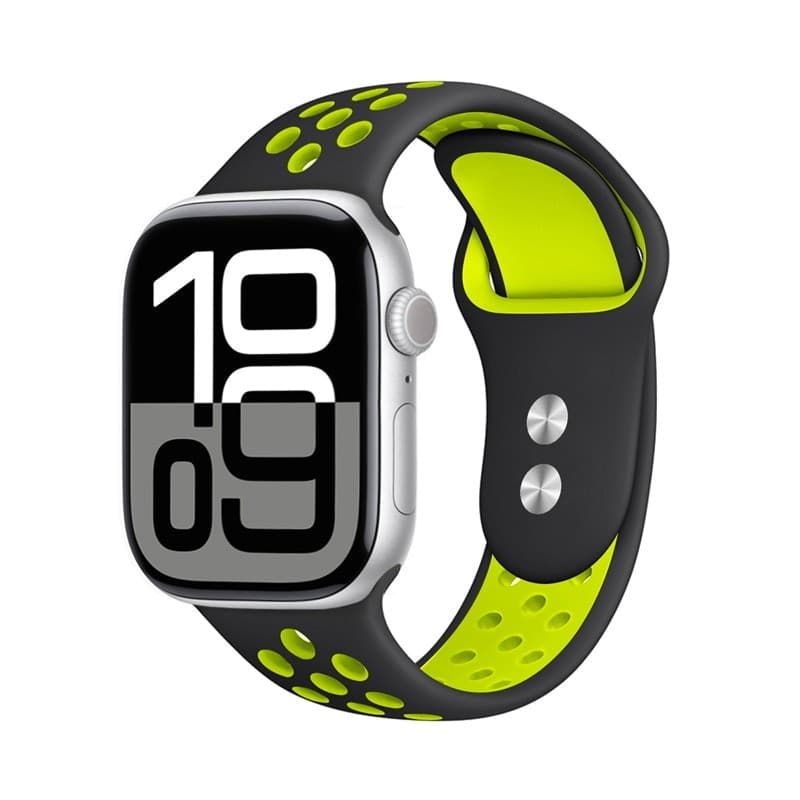 Crong Duo Sport - Cinturino per Apple Watch 38/40/41/42 mm (Nero/Lime) - 10