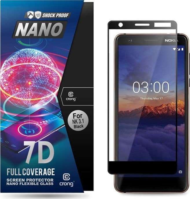 Crong 7D Nano Flexible Glass – Full Coverage Hybrid Screen Protector 9H Nokia 3.1 - 9