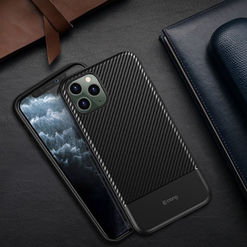 Crong Prestige Carbon Cover - Custodia per iPhone 11 Pro Max (Nero) - 18