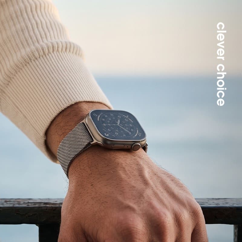 Crong Milano Steel - Cinturino in acciaio inossidabile per Apple Watch 44/45/46/49 mm (argento) - 12