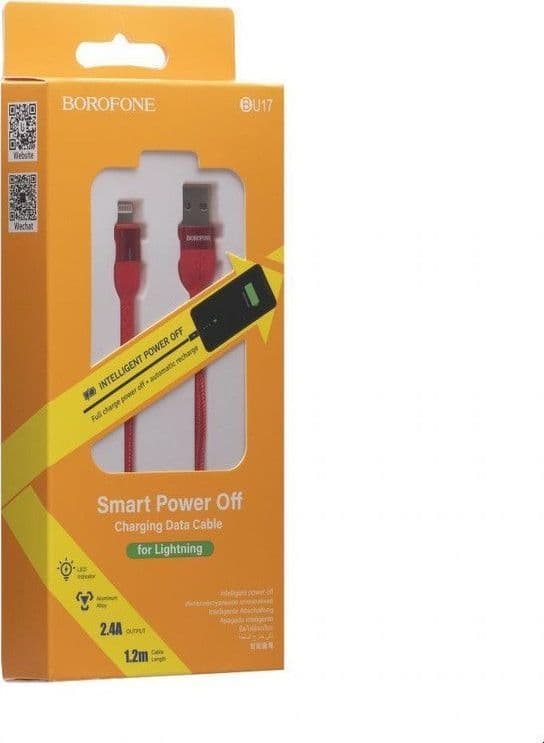 Borofone Starlight - 1.2 m USB to Lightning connection cable (red) - 2