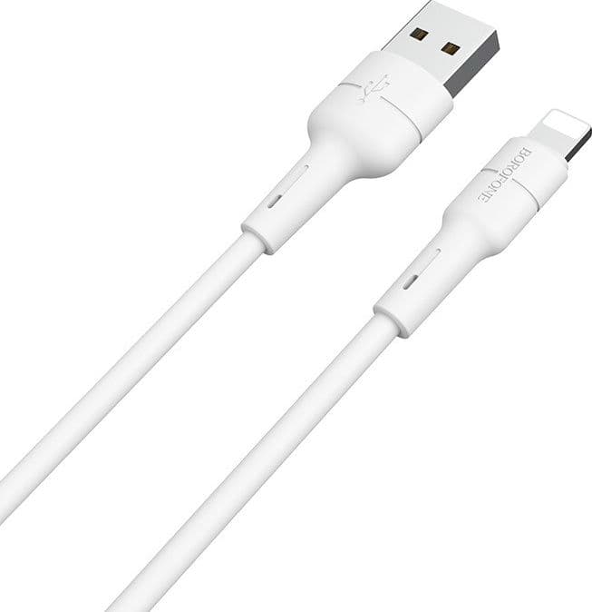 Borofone Silicone - USB to Lightning connection cable 1m (white)