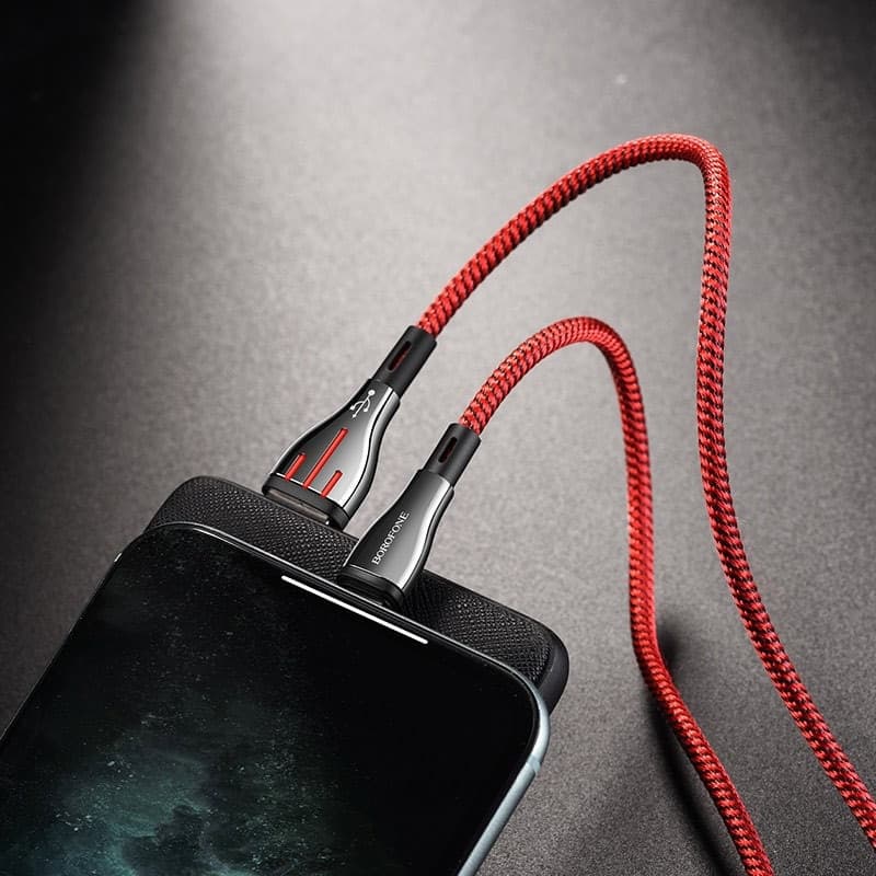 Borofone Highway - 1.2m USB to Lightning Connection Cable (Black / Red) - 2