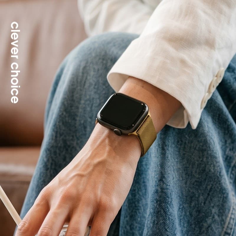 Crong Milano Steel - Cinturino in acciaio inossidabile per Apple Watch 38/40/41/42 mm (oro) - 10