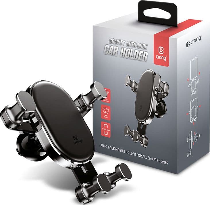 Supporto per auto Crong Gravity Auto-Lock – Supporto per auto Gravity per telefoni da 4,7"-6,5" (nero) - 2