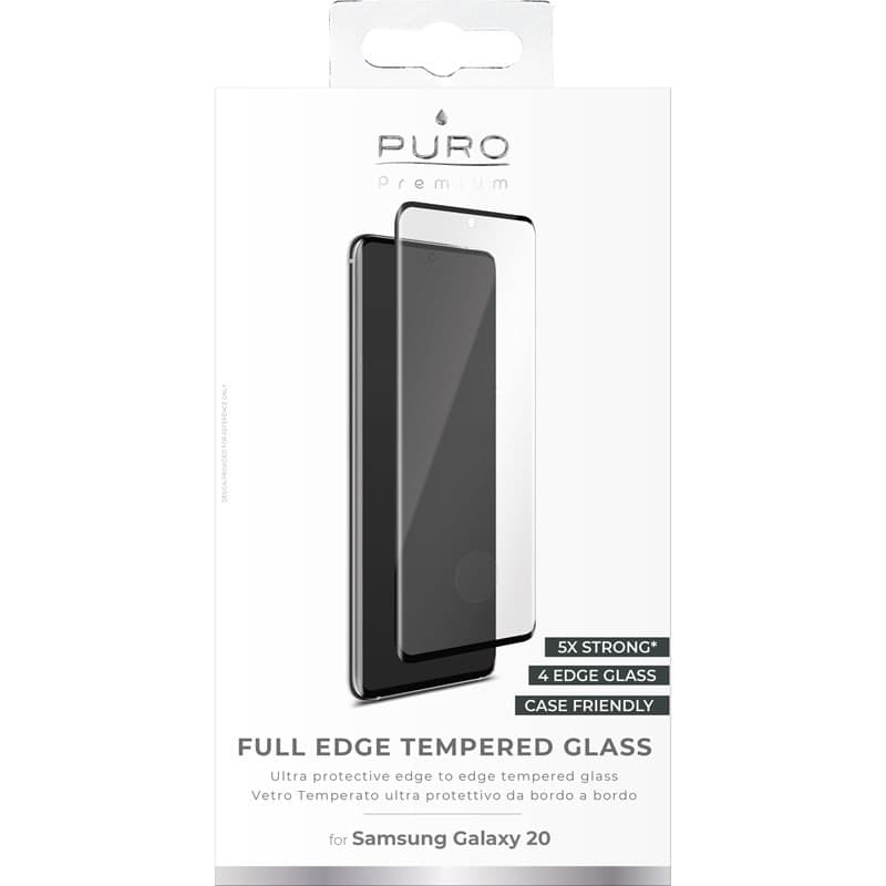 PURO Premium Full Edge Tempered Glass Case Friendly - Samsung Galaxy S20 Tempered Glass Protective Glass (black frame) - 2