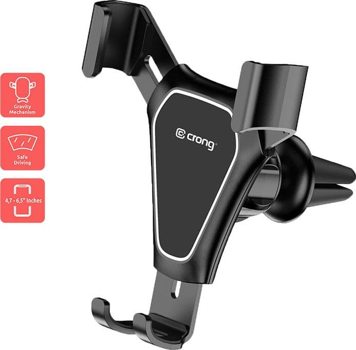 Supporto per auto Crong Gravity Auto-Clip - Supporto per auto Gravity per telefoni da 4,7" a 6,5" (nero)
