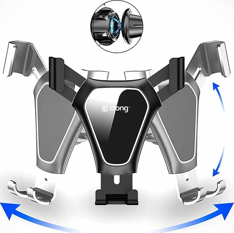 Supporto per auto Crong Gravity Auto-Clip - Supporto per auto Gravity per telefoni da 4,7" a 6,5" (nero) - 16