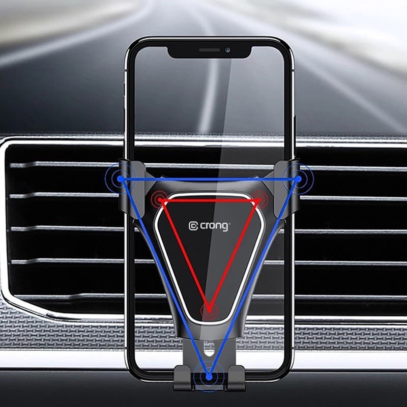 Supporto per auto Crong Gravity Auto-Clip - Supporto per auto Gravity per telefoni da 4,7" a 6,5" (nero) - 19