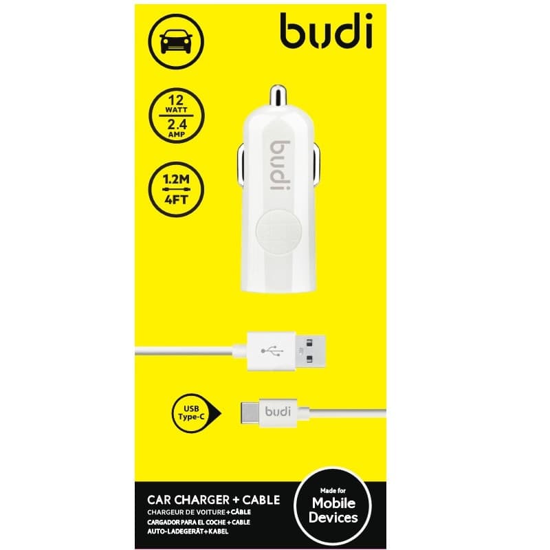 Budi - 1 USB car charger with LED indicator+USB type C cable - 4