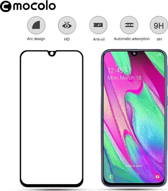 Mocolo 3D 9H Full Glue - Full screen protector for Samsung Galaxy A40 (Black) - 2
