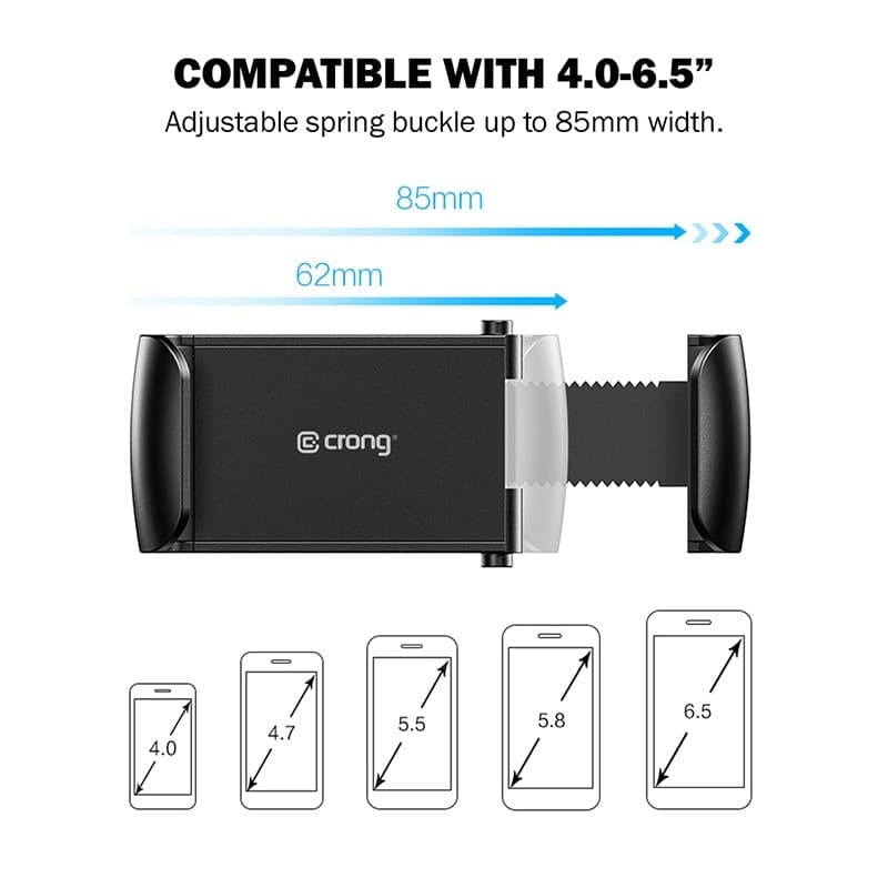 Supporto universale per auto Crong Smart – Supporto universale per telefono da auto per telefoni da 4"-6,5" (nero) - 14