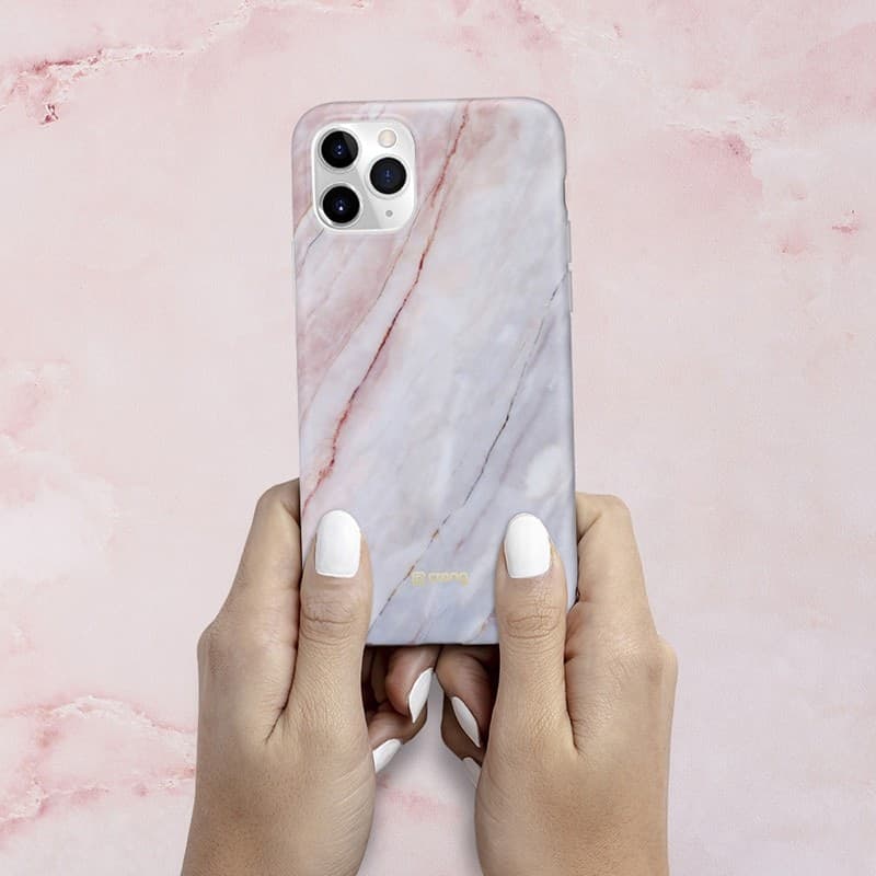 Custodia in marmo Crong – Custodia per iPhone 11 Pro (rosa) - 12