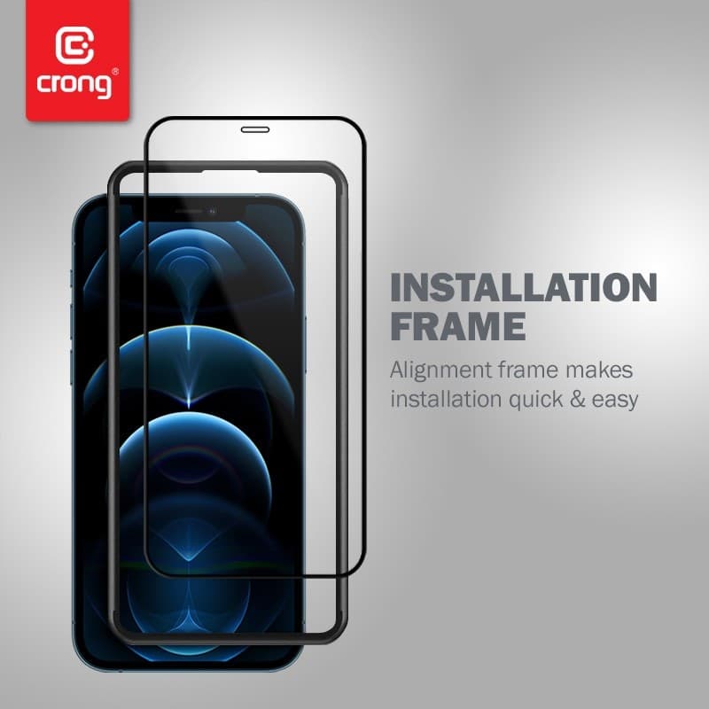Crong Anti-Bacterial 3D Armor Glass – Vetro temperato 9H per l'intero schermo dell'iPhone 12 Pro Max + telaio di installazione - 13