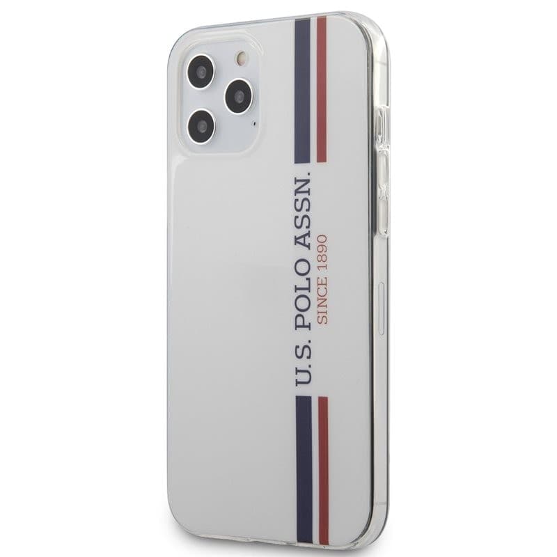 US Polo Assn Shiny Tricolor Stripes - Case for iPhone 12 Pro Max (white) - 2
